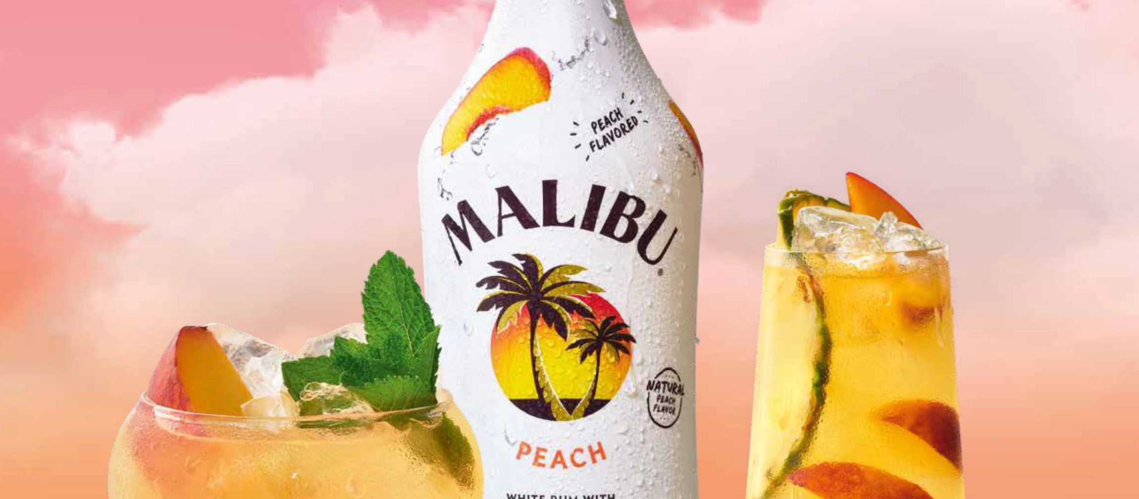Malibu peach with drinks
