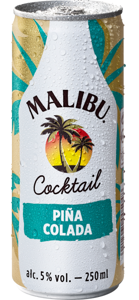Malibu RTD cocktail can with piña colada