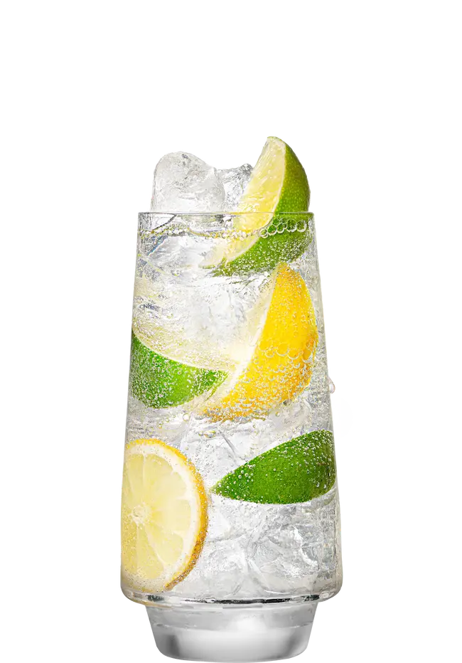 Malibu original with lemon and lime soda