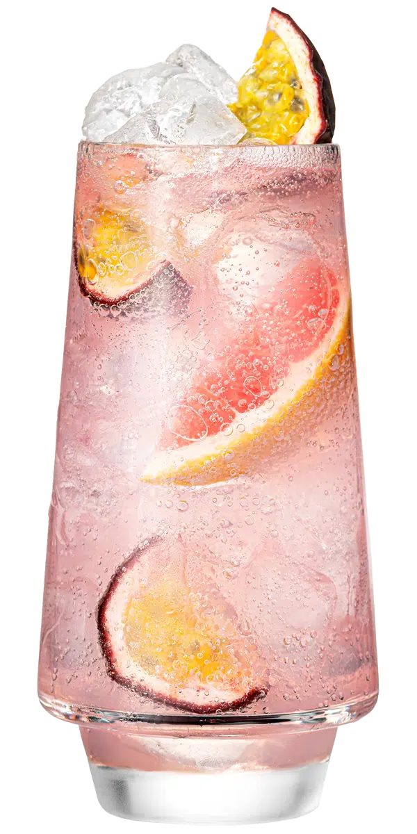 Malibu passion fruit with pink grapefruit soda