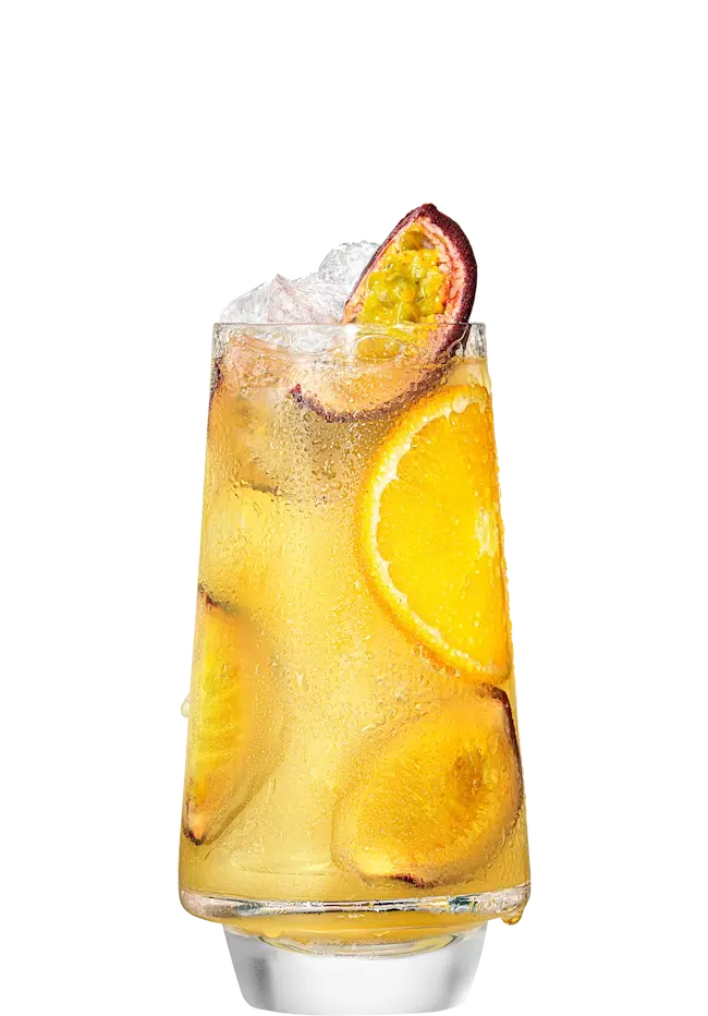 Malibu passionfruit and orange juice