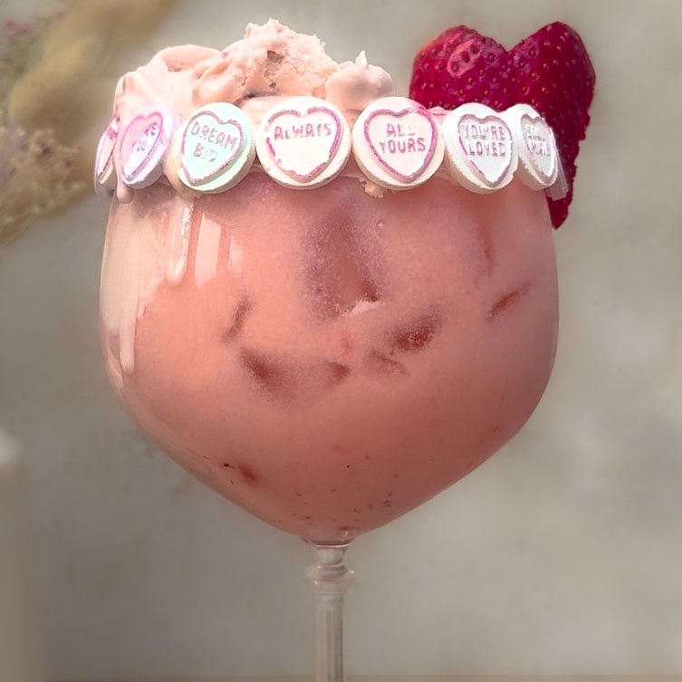 Close up of pink Strawberry Colada Float